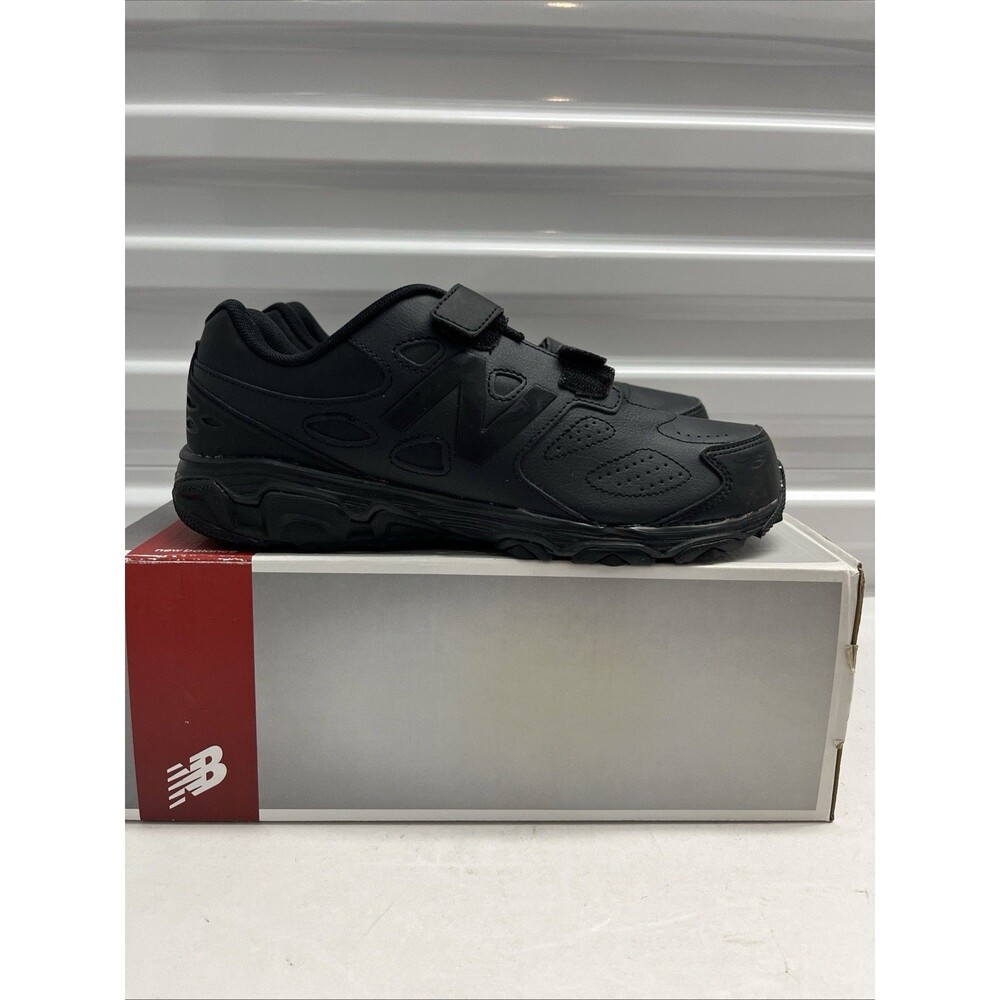 New Balance Little Kids 680 Triple Black Hook & Loop Closure Shoes SZ 2.5 XW